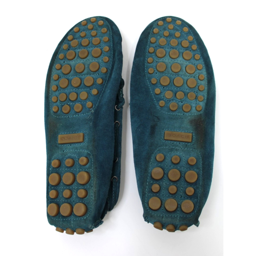 Coach Nadia Driver Loafers Women's 8.5 B Teal Suede Leather Slip On Tassel Bow - Picture 7 of 8